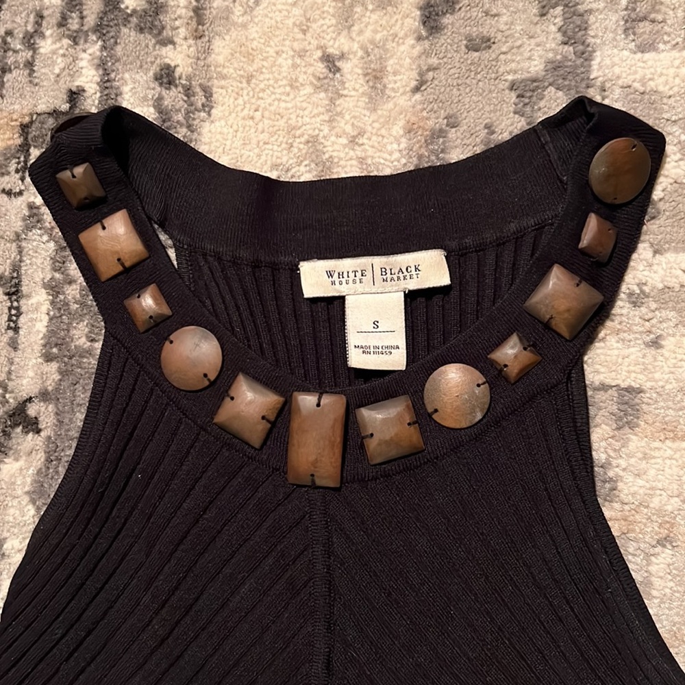 White House Black Market Black Knit Halter style Top. Small